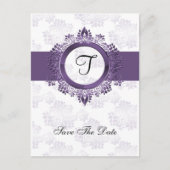 lila Mono-Hochzeit geblüht speichern Sie das Datum Ankündigungspostkarte (Vorderseite)