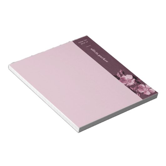 Lila monochromatische Blöcke, floraler, benutzerde Notizblock (angewinkelt)