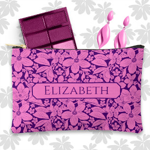 Lila monochrome tropische Blüten Zubehörtasche