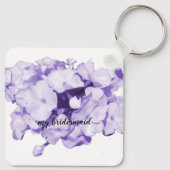 Lila monochromer Personalisierter Bridesmaid-Schlü Schlüsselanhänger (Rückseite)