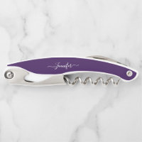 Lila Monogram Beer Wine Corkschraube Flaschenetike