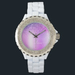 Lila Monogram Glitzer Sparkle Girly Script Armbanduhr<br><div class="desc">Lila Imitate Foil metallic Sparkle Glitzer gebürstete Metal Monogram Name Watch. Dies macht den perfekten Abschluss,  Geburtstag,  Hochzeit,  Brautparty,  Jubiläum,  Babydusche oder Junggeselinnen-Abschied Geschenk für jemanden,  die Lieben glamourösen Luxus und schicke Stile.</div>