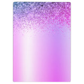 Lila Monogram Glitzer Sparkle Girly Script Klemmbrett (Rückseite)