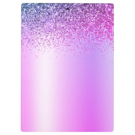 Lila Monogram Glitzer Sparkle Girly Script Klemmbrett (Rückseite)