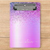 Lila Monogram Glitzer Sparkle Girly Script Mini Klemmbrett