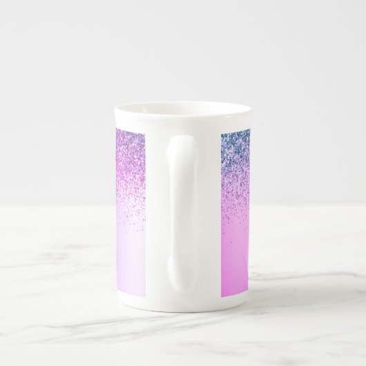 Lila Monogram Glitzer Sparkle Girly Script Porzellantasse (Rückseite)