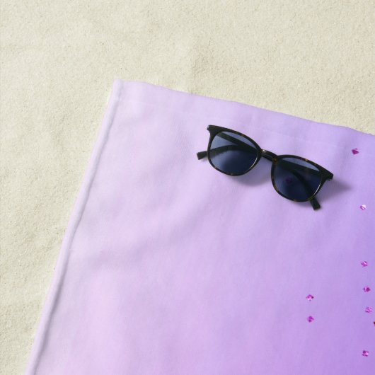 Lila Monogram Glitzer Sparkle Girly Script Strandtuch (Beispiel)