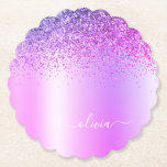 Lila Monogram Glitzer Sparkle Girly Script Untersetzer<br><div class="desc">Lila Imitate belichten metallische Sparkle Glitzer gebürstete Metal Monogram Name Paper Untersetzer. Dies macht den perfekten Abschluss,  Geburtstag,  Hochzeit,  Brautparty,  Jubiläum,  Babydusche oder Junggeselinnen-Abschied Geschenk für jemanden,  die Lieben glamourösen Luxus und schicke Stile.</div>