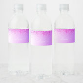 Lila Monogram Glitzer Sparkle Girly Script Wasserflaschenetikett (Flaschen)