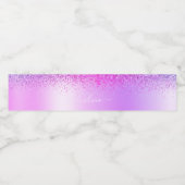 Lila Monogram Glitzer Sparkle Girly Script Wasserflaschenetikett (Einzelnes Label)