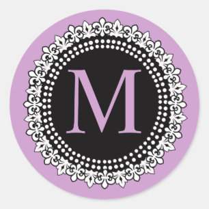 Lila Monogram M Lilie Wedding Sticker