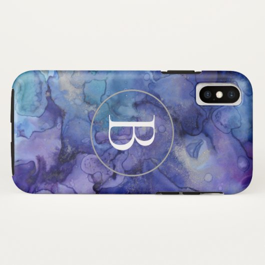 Lila Monogram-Marble-iPhone X-Fall Case-Mate iPhone Hülle (Rückseite (Horizontal))