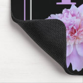 Lila Monogram Pink Peony Blume Black Mousepad (Ecke)