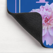 Lila Monogram Pink Peony Blumen Blue Mousepad (Ecke)