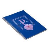 Lila Monogram Pink Peony Blumen Blue Notizblock (Rechte Seite)