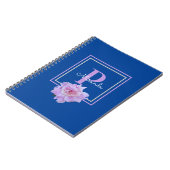 Lila Monogram Pink Peony Blumen Blue Notizblock (Linke Seite)