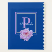 Lila Monogram Pink Peony Blumen Blue Planer (Rückseite)