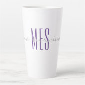 Lila Monogram Soft Gray Ich bin ein Überlebender v Milchtasse (Vorderseite)