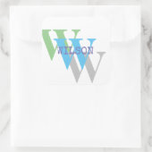 lila Monogramm-Aufkleber mit minimalem weißgrauem Quadratischer Aufkleber (Tasche)