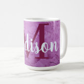 Lila Monogramm aus kundenspezifischem Marmor Perso Kaffeetasse (VorderseiteRechts)