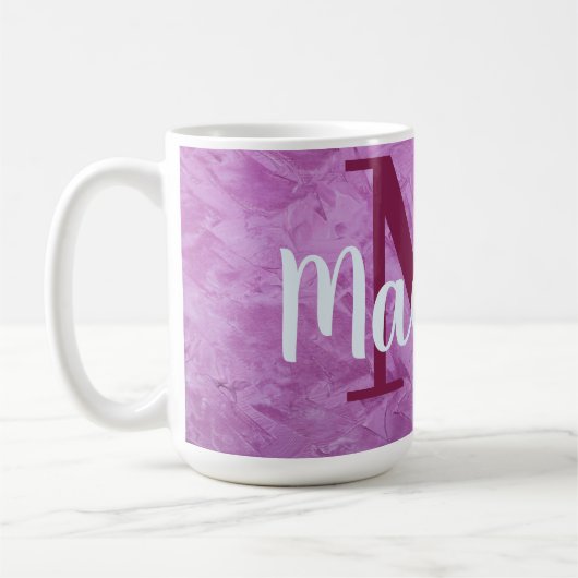 Lila Monogramm aus kundenspezifischem Marmor Perso Kaffeetasse (Links)