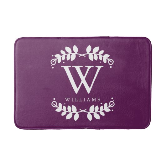 Lila Monogramm Badematte (Vorderseite)