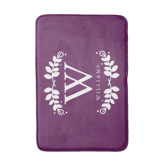 Lila Monogramm Badematte (Vorderseite Vertikal)