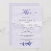 Lila Monogramm-Brautparty Einladung (Vorne/Hinten)