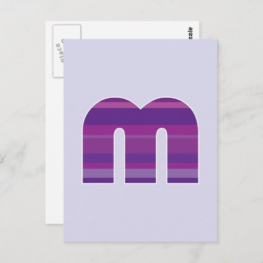 Lila Monogramm - Buchstabe M Postkarte (Vorne/Hinten)