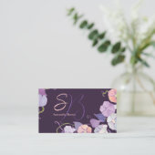 Lila Monogramm des Morgenglanzes Visitenkarte (Stehend Vorderseite)
