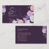 Lila Monogramm des Morgenglanzes Visitenkarte (Vorne/Hinten)