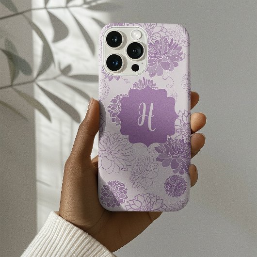 Lila Monogramm-Elegant Case-Mate iPhone Hülle
