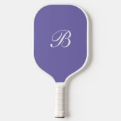 Lila Monogramm-Elegantenskript Pickleball Schläger (Rückseite)