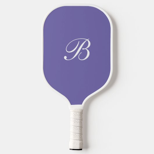 Lila Monogramm-Elegantenskript Pickleball Schläger (Rückseite)