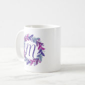 Lila Monogramm Erstgeburtsdrama Kaffeetasse (Vorderseite Links)
