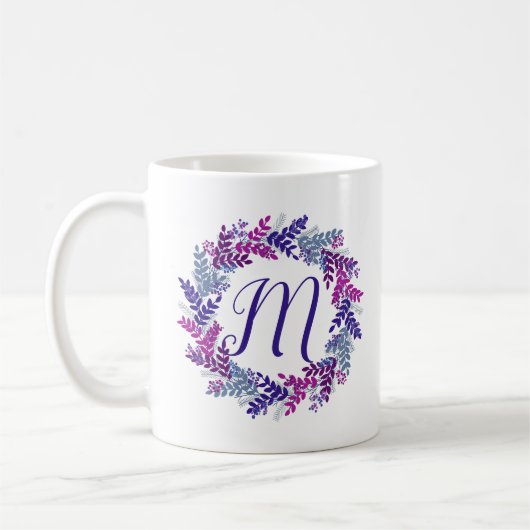 Lila Monogramm Erstgeburtsdrama Kaffeetasse (Links)