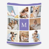 lila Monogramm für die Collage-Familie mit 8 Fotos Fleecedecke