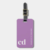 Lila Monogramm Gepäckanhänger (Vorderseite vertikal)
