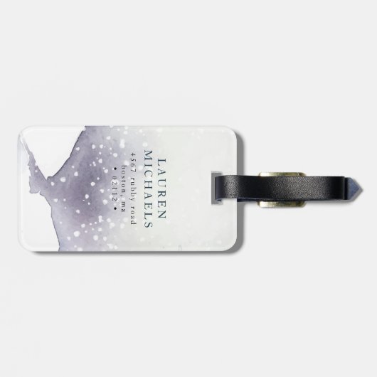 Lila Monogramm-Gepäckstück für die Farbe Waterfarb Gepäckanhänger (Rückseite horizontal)