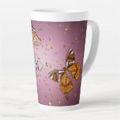 Lila Monogramm-Glitzer Milchtasse (Rechte Ecke)
