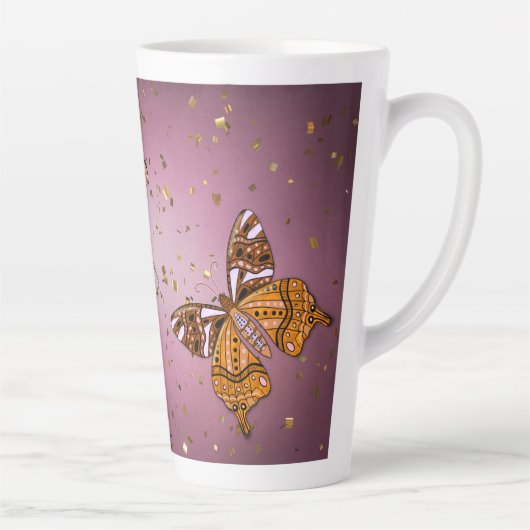 Lila Monogramm-Glitzer Milchtasse (Rechts)