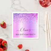 lila Monogramm-Glitzer zum 30. Geburtstag Serviette (Beispiel)