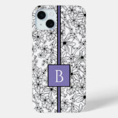 Lila Monogramm, handgezeichnet, weißes Muster Case-Mate iPhone Hülle (Rückseite)