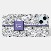 Lila Monogramm, handgezeichnet, weißes Muster Case-Mate iPhone Hülle (Rückseite (Horizontal))