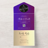 Lila Monogramm Hochzeit in einer Einladung (Innen Boden)