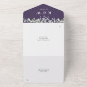 Lila Monogramm-Hochzeit in Form von Lilac All In One Einladung (Außenbereich)