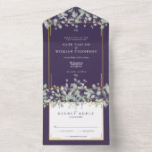 Lila Monogramm-Hochzeit in Form von Lilac All In One Einladung (Innen Boden)