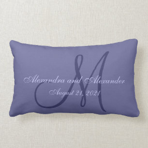 Lila Monogramm-Hochzeit Lendenkissen
