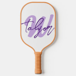 Lila Monogramm-individuelle Name und initialer Pickleball Schläger