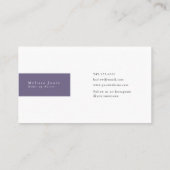 Lila Monogramm Initial Elegant Minimalistisch Visitenkarte (Rückseite)